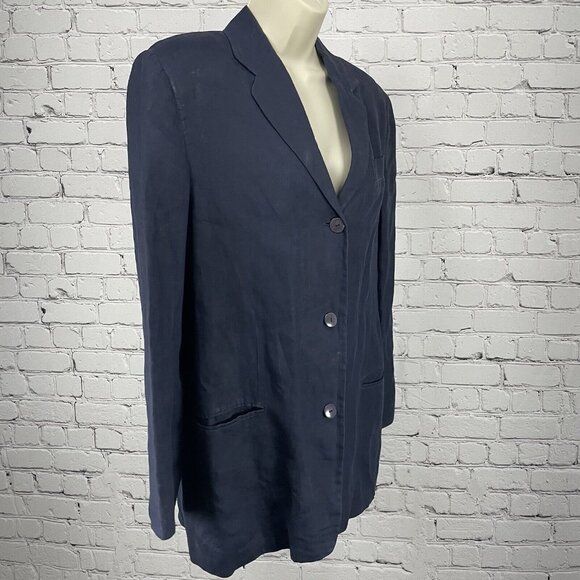 VTG Vestimenta Blue Linen Italian Lightweight 3 Button Blazer Jacket Size Medium - Picture 9 of 13